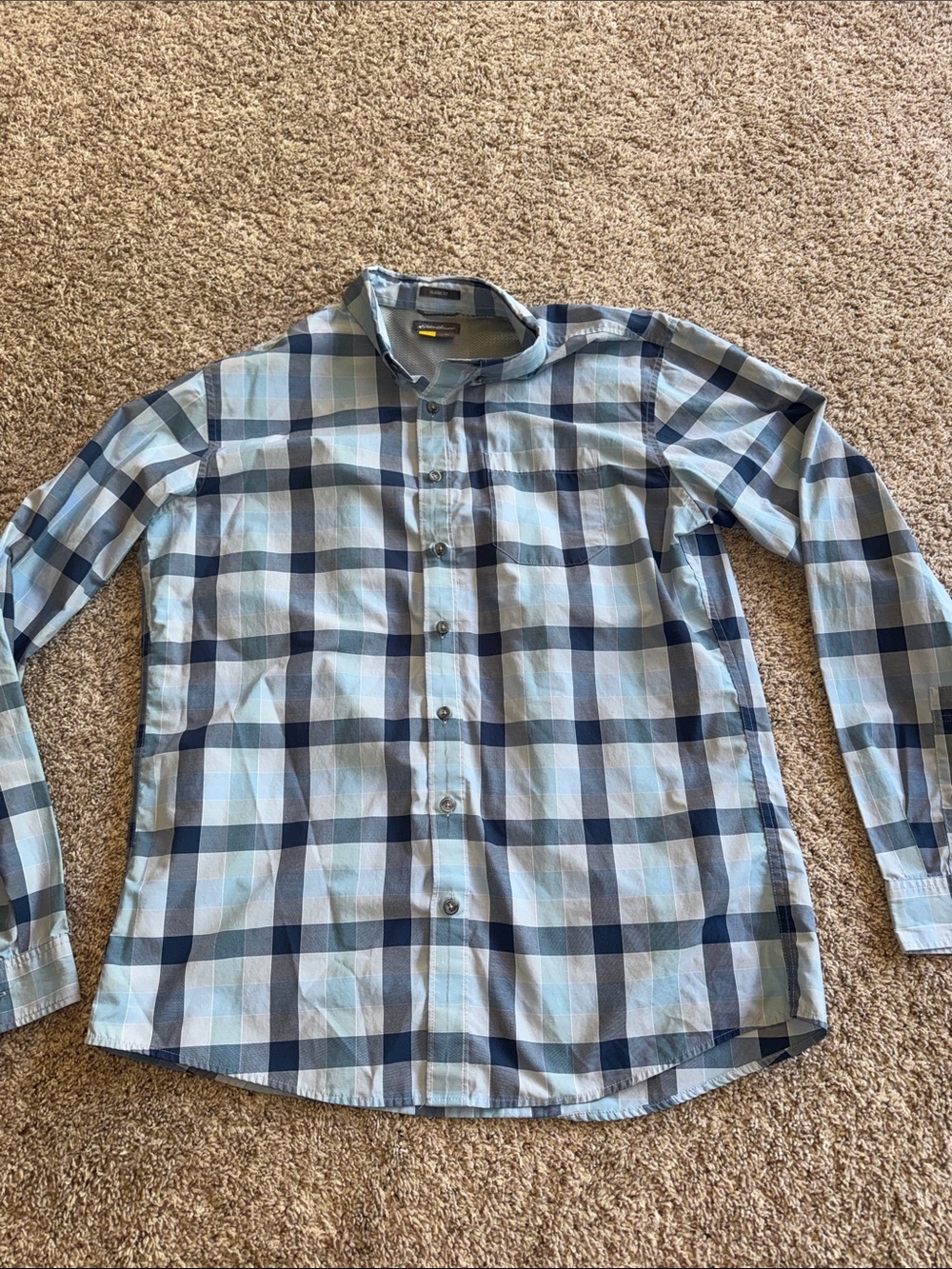 Eddie Bauer plaid print lightweight travex button down size large tall